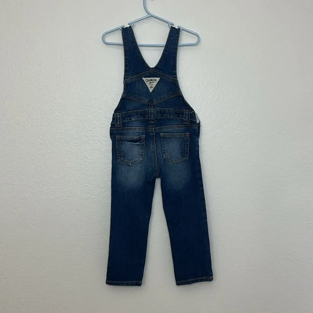 OshKosh B’gosh Toddler girl 3T bib Overalls skinny fit Denim Blue Jeans